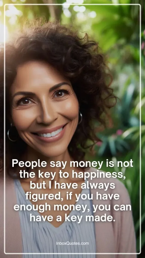 People say money is not the key to happiness, but I have always figured, if you have enough money, you can have a key made
